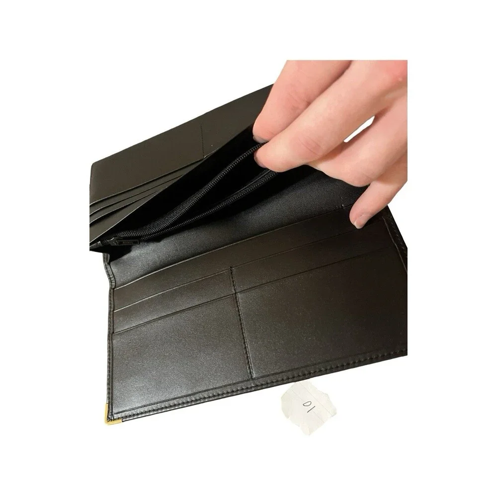 Dunhill *Mint*Smooth Black Leather Long Bifold Clean Wallet Mens/Womens Unisex